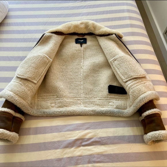 Maje Bartonfinko Shearling Jacket size S - Picture 2 of 10